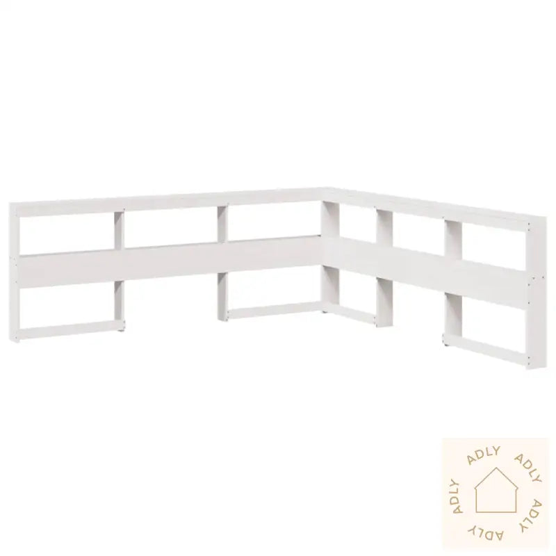 Bokhylle Sengegavl L-Formet Hvit 180 Cm Heltre Furu