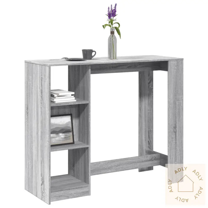 Barbord Med Hylle Grå Sonoma Eik 124X46X103,5 Cm Konstruert Tre
