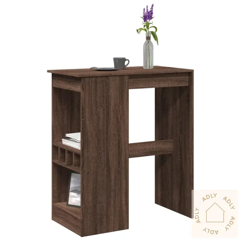 Barbord Med Stativer Brun Eik 90X47,5X103,5 Cm Konstruert Tre