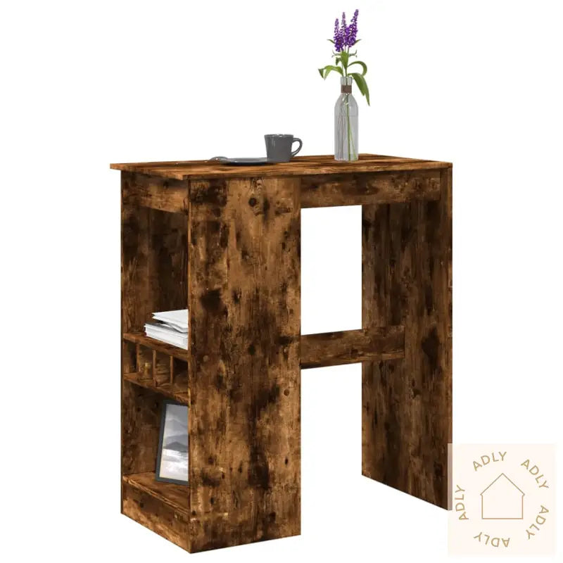 Barbord Med Stativer Røkt Eik 90X47,5X103,5 Cm Konstruert Tre