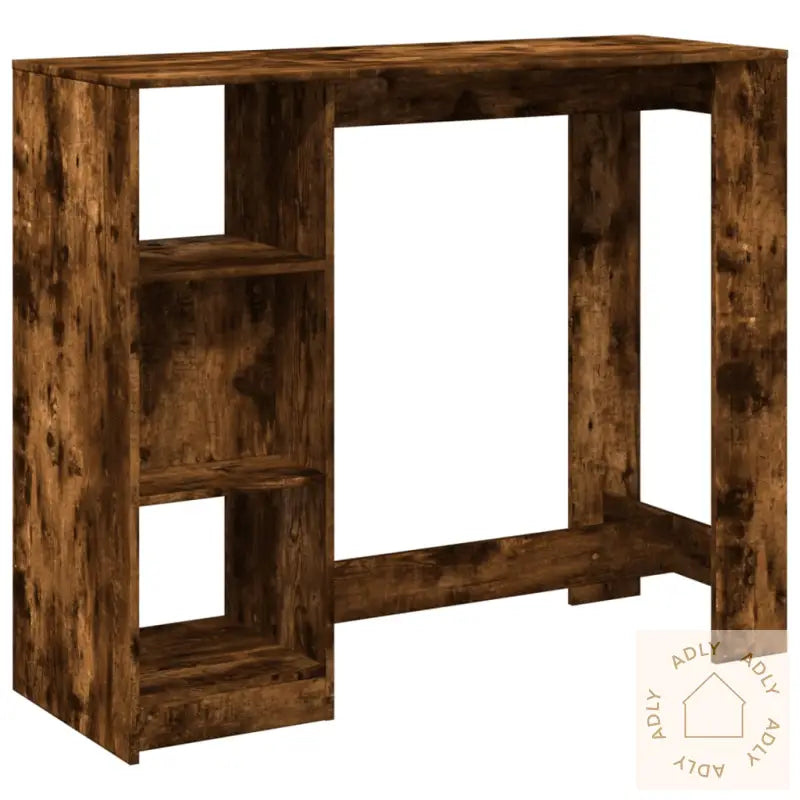Barbord Med Hylle Røkt Eik 124X46X103,5 Cm Konstruert Tre