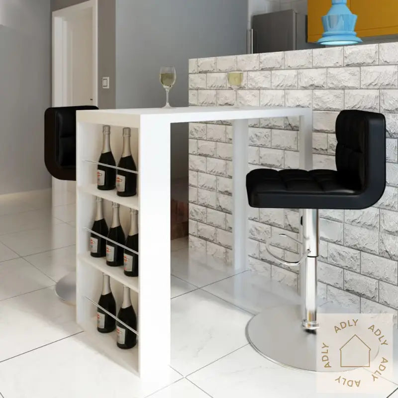 Barbord Mdf Med Vinstativ Høyglans Hvit