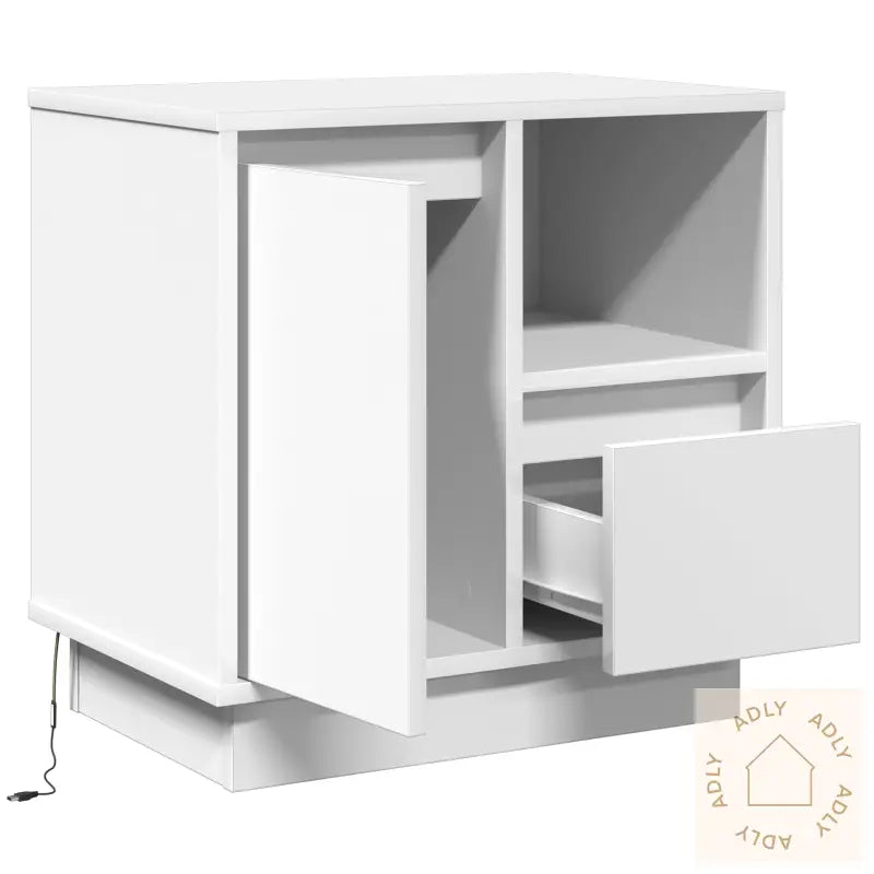 Nattbord Med Led Hvit 50X34,5X50 Cm