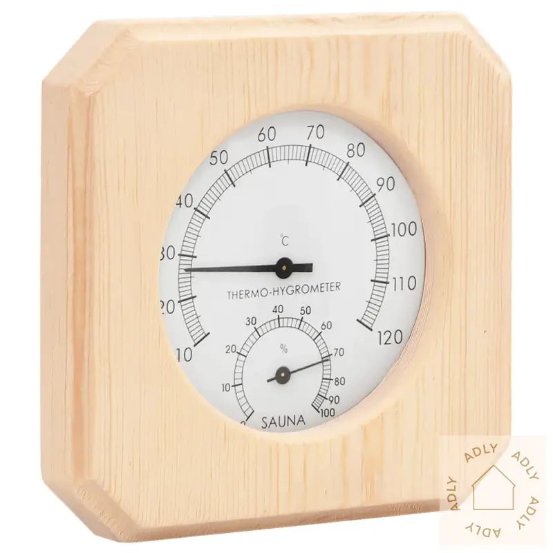2-I-1 Hygrometer Og Timeglass Til Badstue Heltre Furu
