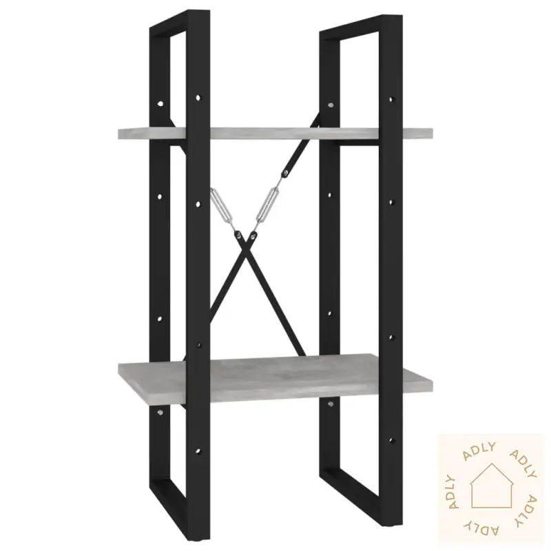 Bokhylle 2 Nivåer Betonggrå 40X30X70 Cm Konstruert Tre