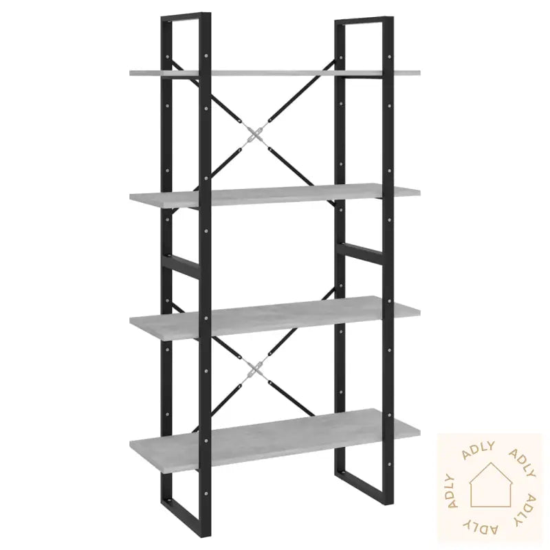 Bokhylle 4 Nivåer Betonggrå 80X30X140 Cm Konstruert Tre