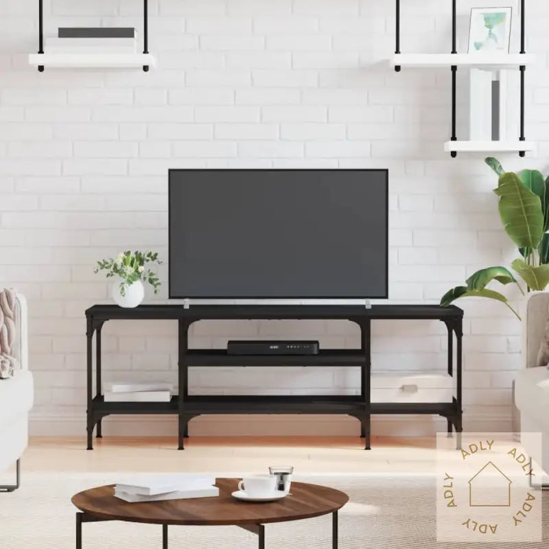 Tv-Benk Svart 121X35X45 Cm Konstruert Tre Og Jern