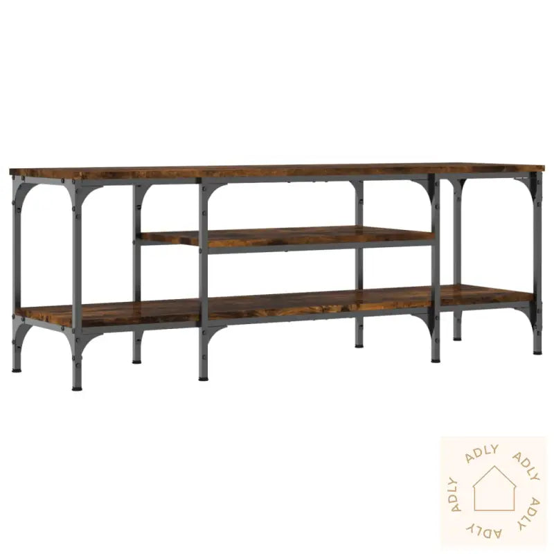 Tv-Benk Røkt Eik 121X35X45 Cm Konstruert Tre Og Jern