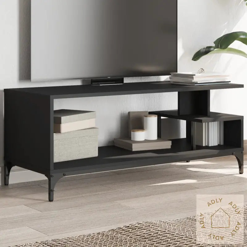 Tv-Benk Svart 102X40X41 Cm Konstruert Tre Pulverlakkert Stål