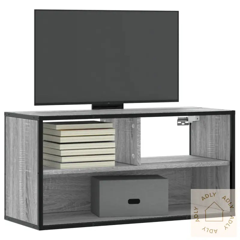 Tv-Benk Grå Sonoma 80X31X39,5 Cm Konstruert Tre Og Metall