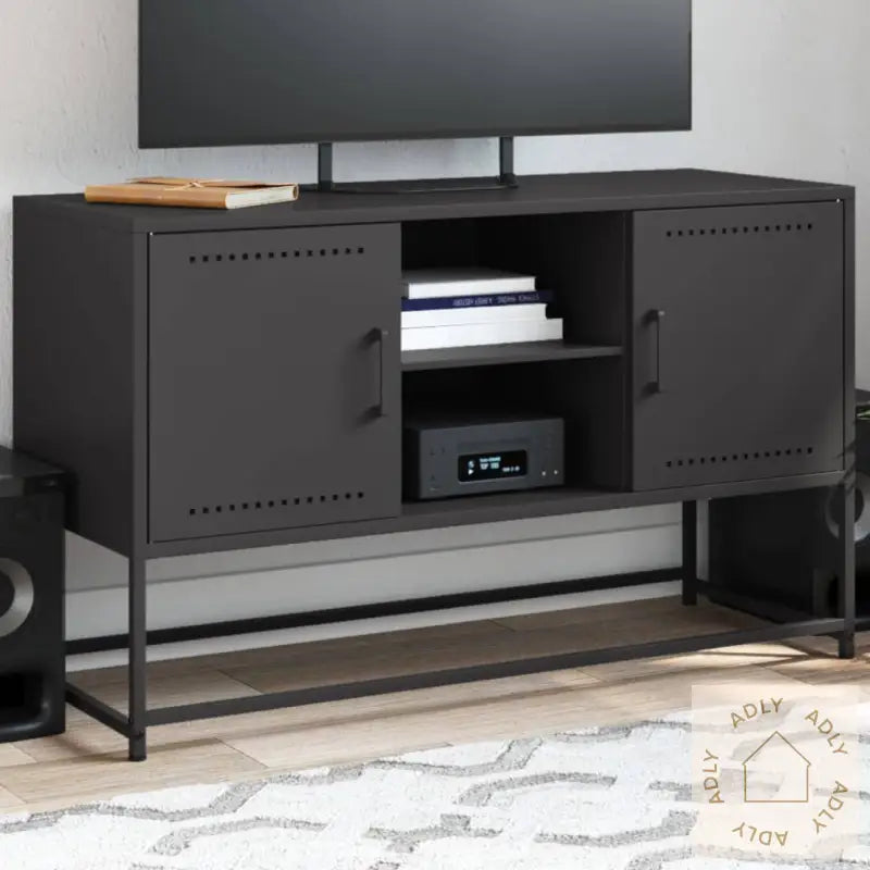 Tv-Benk Svart 100,5X39X60,5 Cm Stål