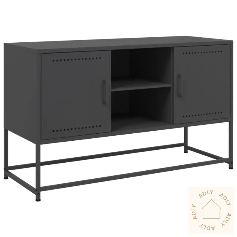 Tv-Benk Svart 100,5X39X60,5 Cm Stål