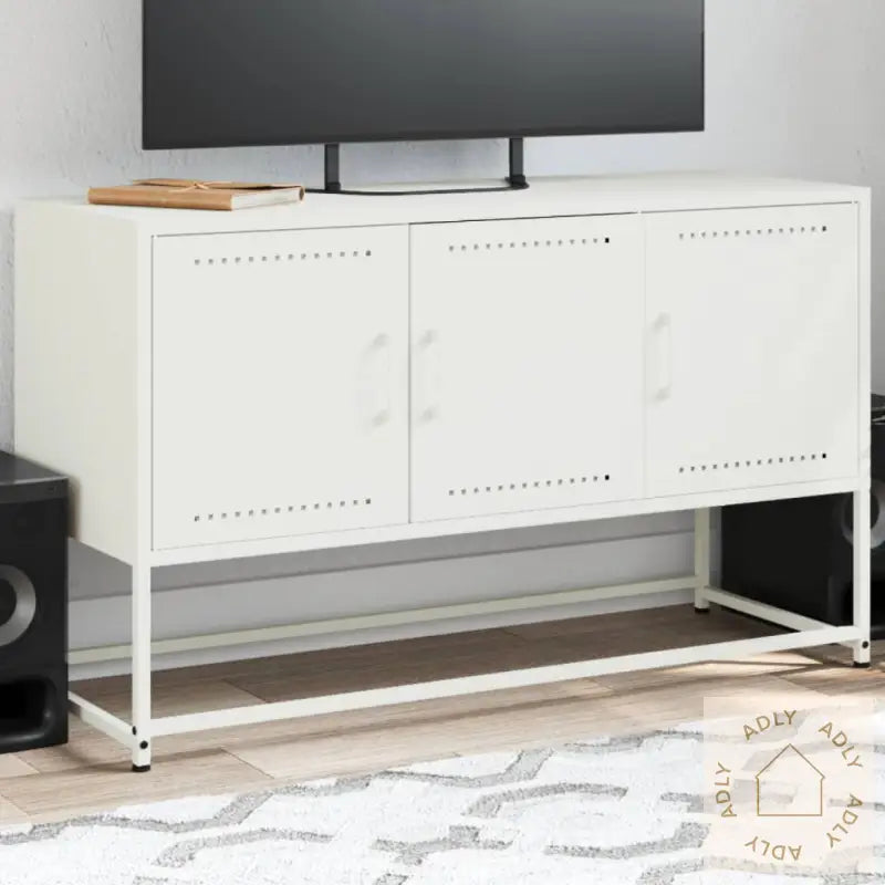 Tv-Benk Hvit 100,5X39X60,5 Cm Stål