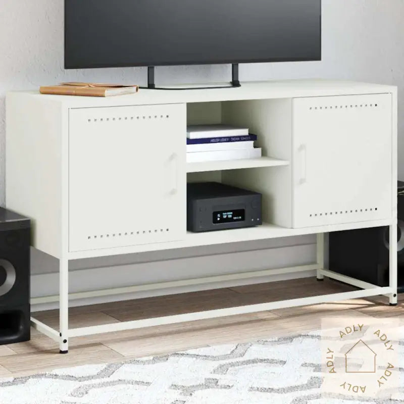 Tv-Benk Hvit 100,5X39X60,5 Cm Stål