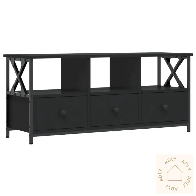 Tv-Benk Svart 102X33X45 Cm Konstruert Tre Og Jern