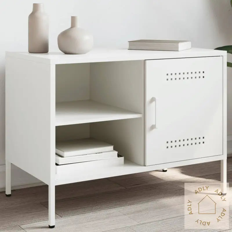 Tv-Benk Hvit 68X39X50,5 Cm Stål