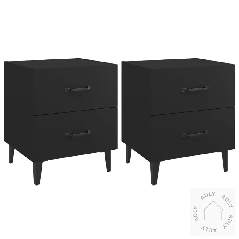 Nattbord 2 Stk Svart 40X35X47,5 Cm