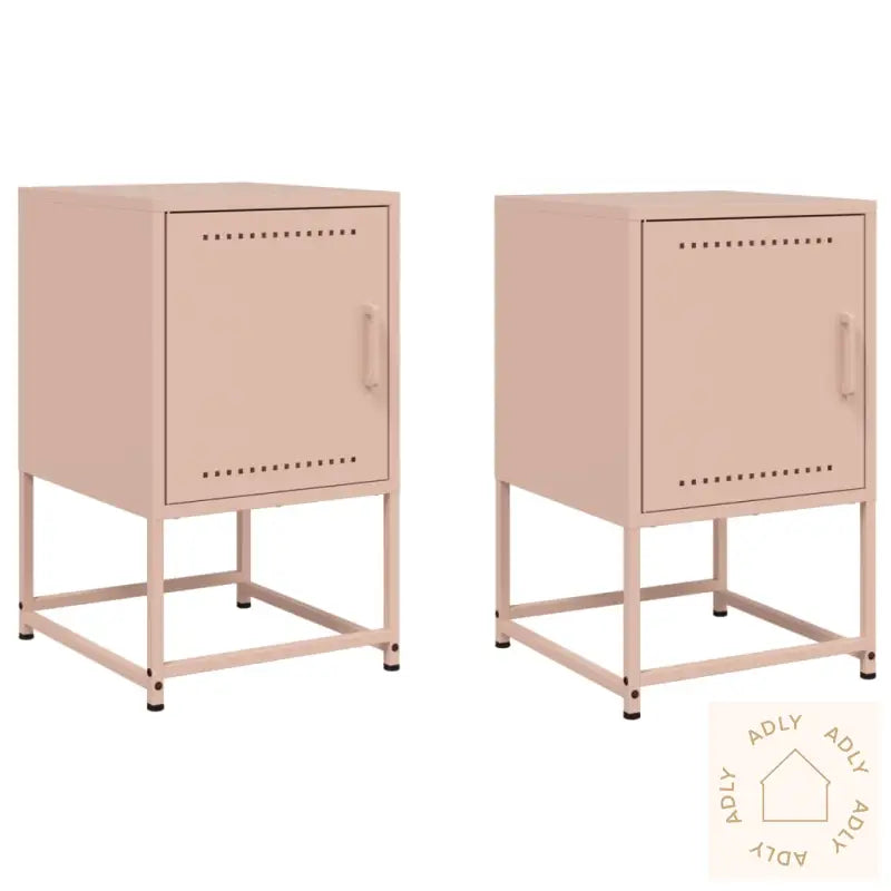 Nattbord 2 Stk Rosa 36X39X60,5 Cm Stål