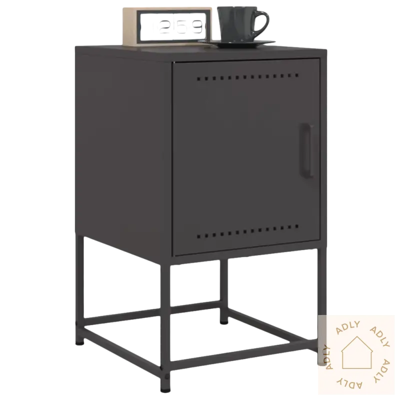 Gray metall nattbord som er et industriellt og robustt industrielle nattbord til soverommet