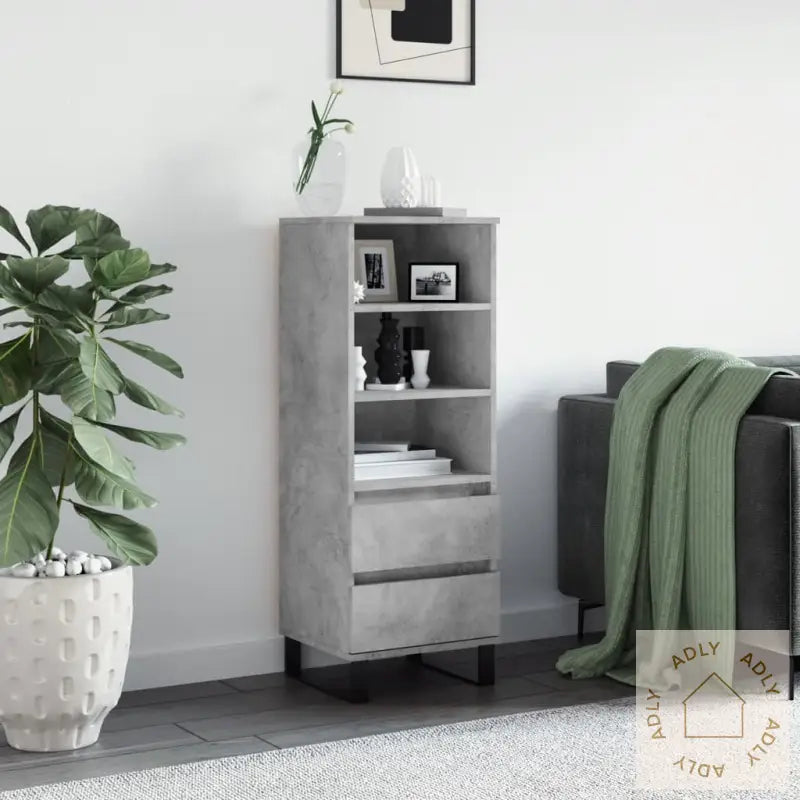 Highboard Betonggrå 40X36X110 Cm Konstruert Tre