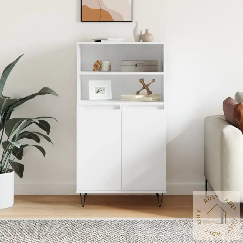 Highboard Hvit 60X36X110 Cm Konstruert Tre