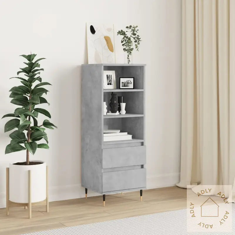 Highboard Betonggrå 40X36X110 Cm Konstruert Tre