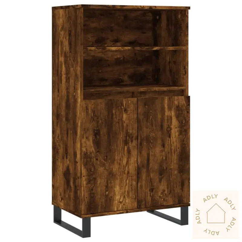 Highboard Røkt Eik 60X36X110 Cm Konstruert Tre