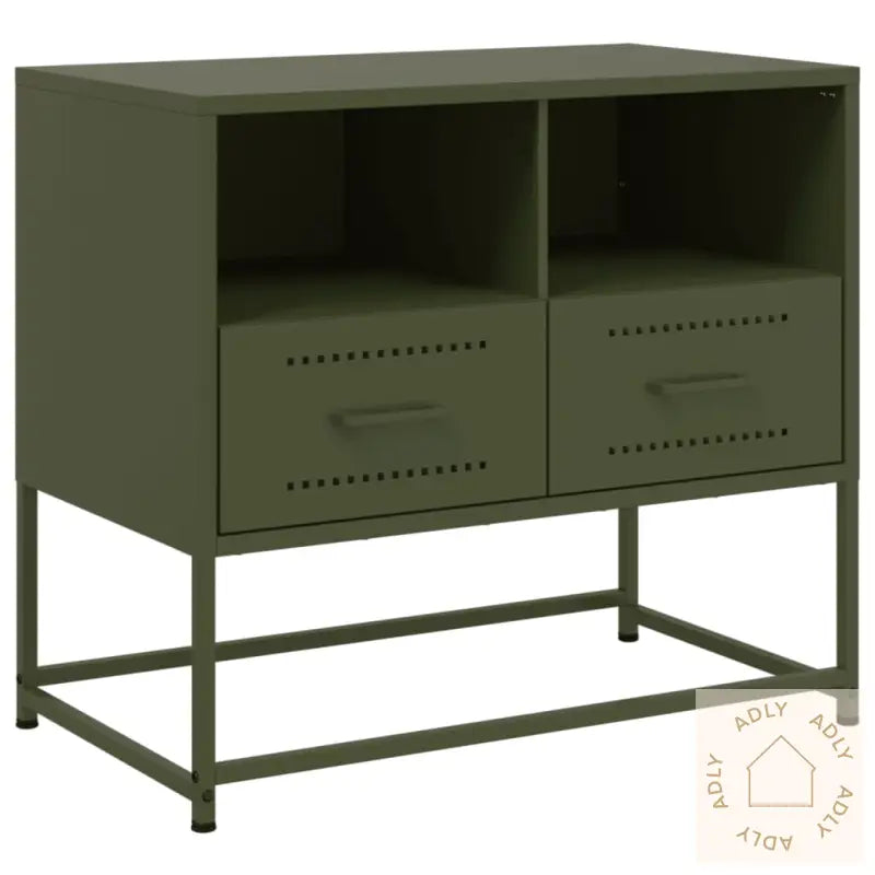 Tv-Benk Olivengrønn 68X39X60,5 Cm Stål