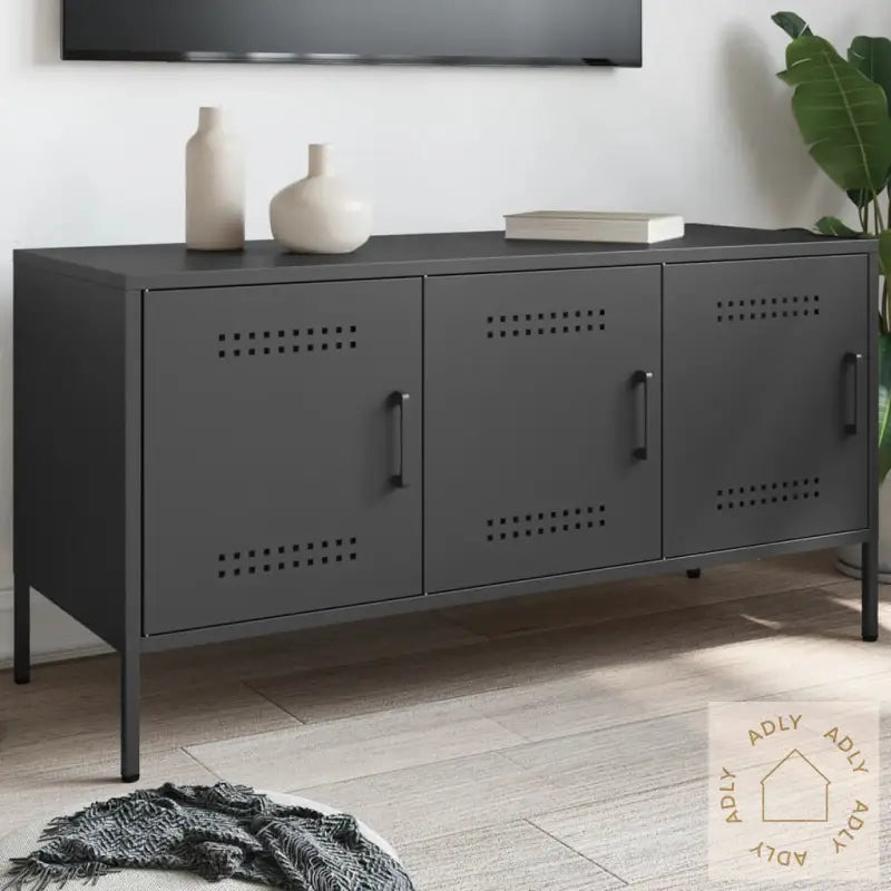 Tv-Benk Svart 100,5X39X50,5 Cm Stål