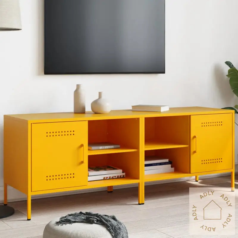 Tv-Benker 2 Stk Sennepsgul 68X39X50,5 Cm Stål