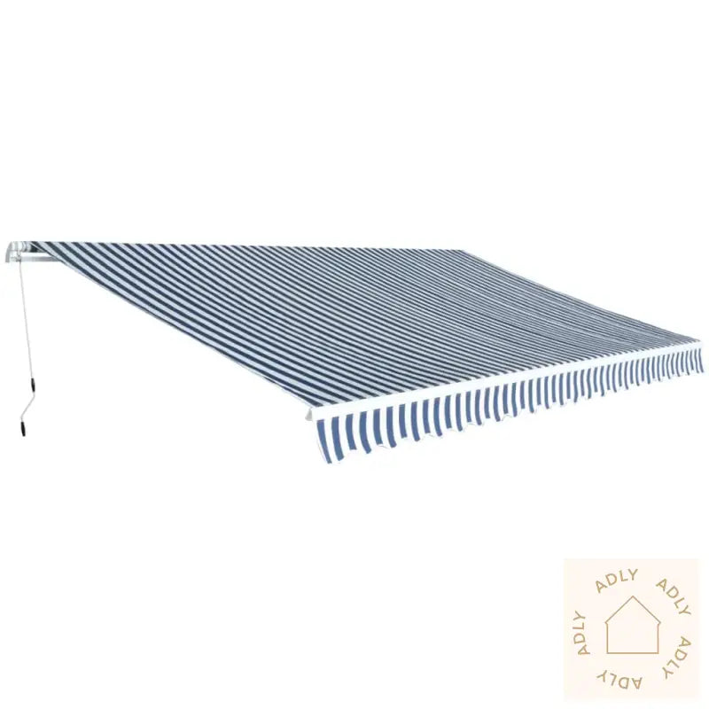Sammenleggbar Markise Manuell 500 Cm Blå Og Hvit