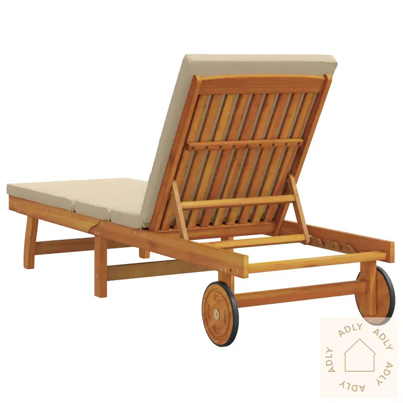 Solseng Med Hjul Og Pute - Beige Massivt Tre