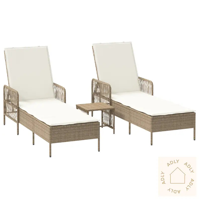 Solsengsett Sett Med 3 Beige Og Kremhvit Pe Rotting, Metall