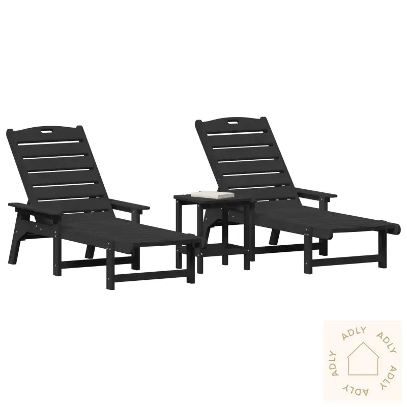 3 Delt Hage Lounge Sett - Svart Hdpe