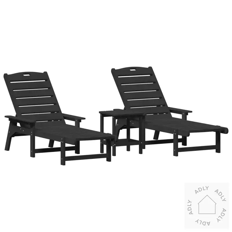 3 Delt Hage Lounge Sett - Svart Hdpe