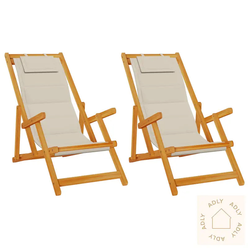 Sammenleggbare Strandstoler 2 Stk Taupe Solid Akasietre & Textilene