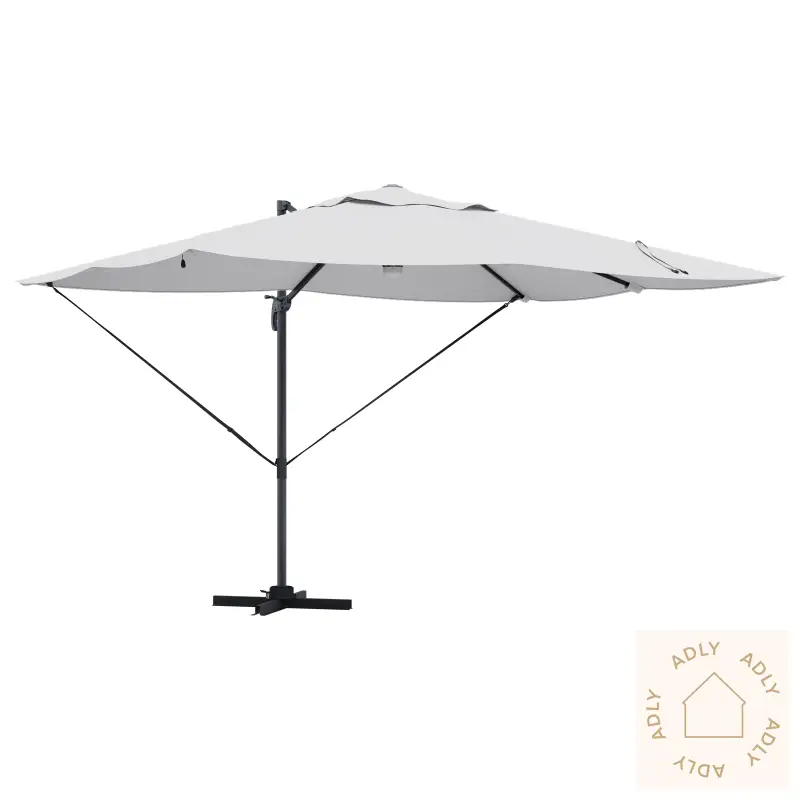 Kantilever-Parasoll Sand Polyester, Aluminium Stor Sammenleggbar