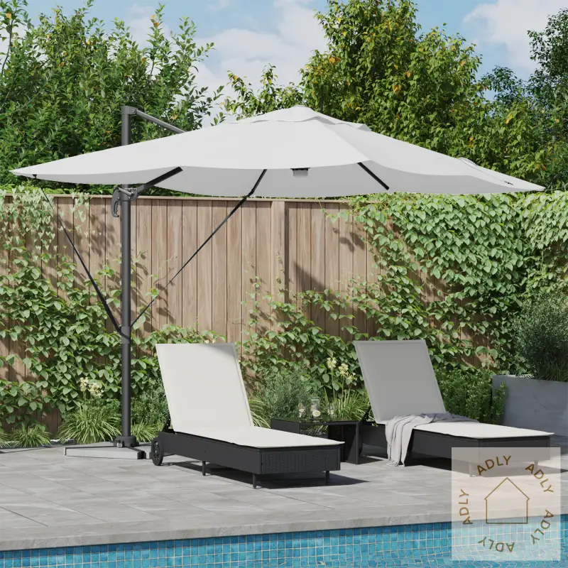 Kantilever-Parasoll Sand Polyester, Aluminium Stor Sammenleggbar