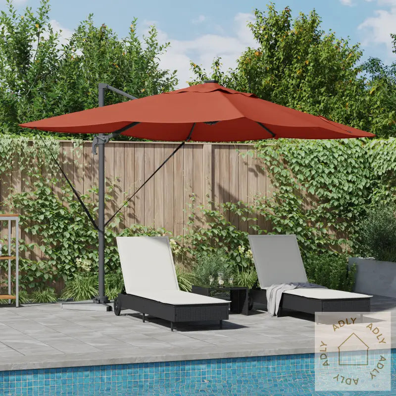 Kantilever Roma Parasol Med Led-Er Terrakotta 352X251X265 Cm Aluminium