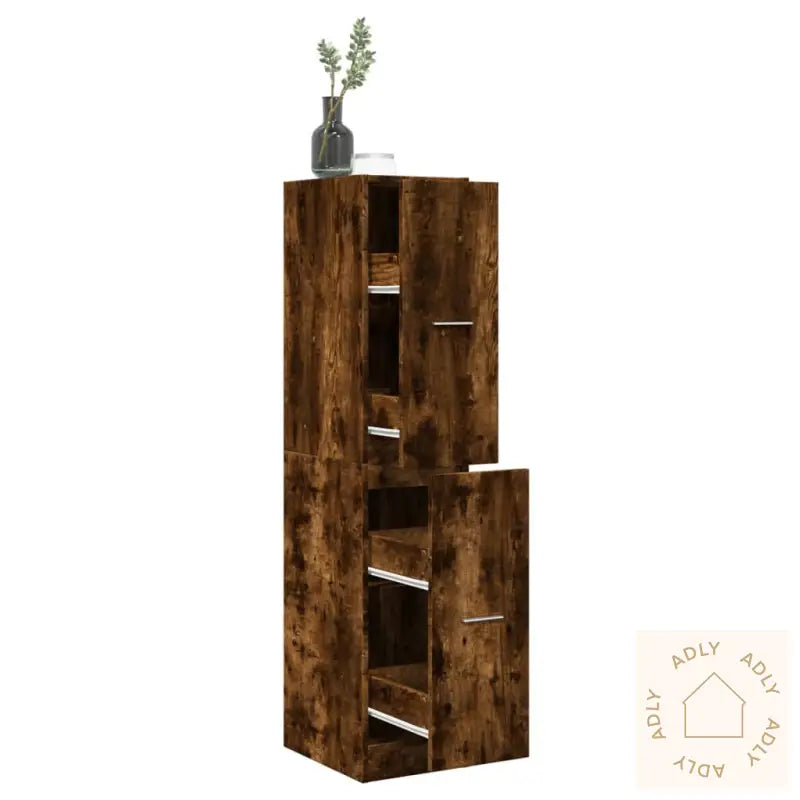 Apotekskap Røkt Eik 30X41X144,5 Cm Konstruert Tre