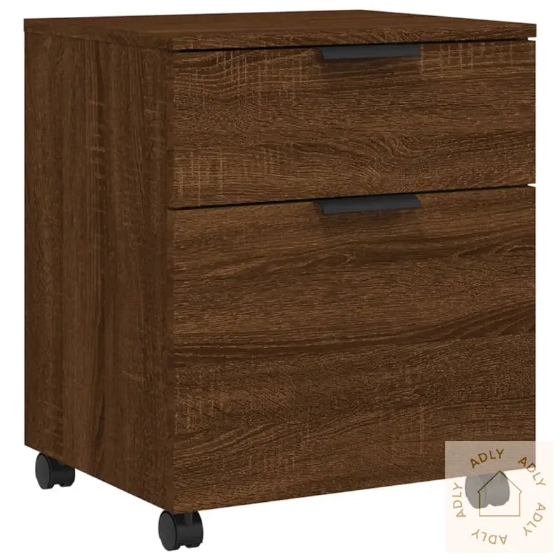 Mobilt Arkivskap Med Hjul Brun Eik 45X38X54 Cm Konstruert Tre