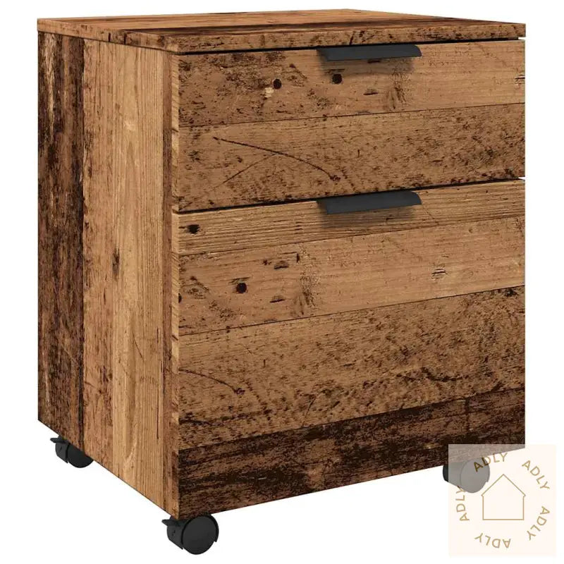 Mobilt Arkivskap Med Hjul Gammelt Tre 45X38X54Cm Konstruert Tre