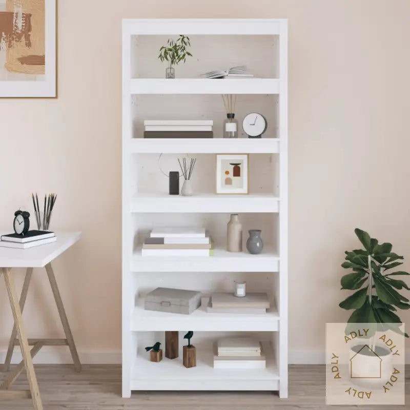 Bokhylle Hvit 80X35X183 Cm Heltre Furu