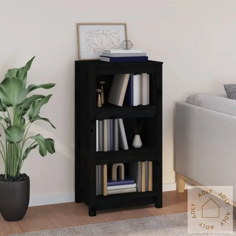 Bokhylle Svart 50X35X97 Cm Heltre Furu