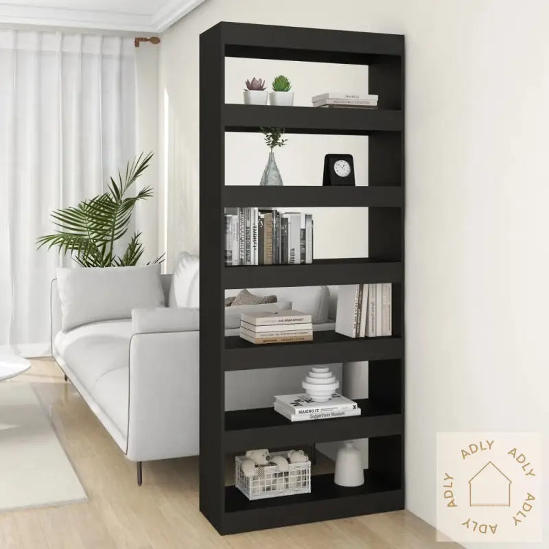 Bokhylle/Romdeler Svart 80X30X198 Cm Konstruert Tre
