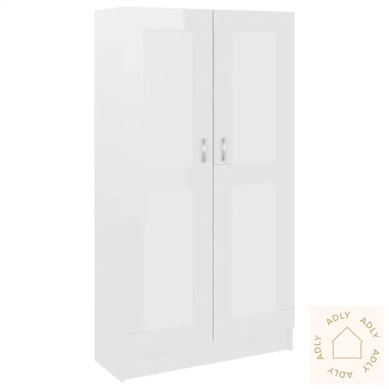 Bokhylle Høyglans Hvit 82,5X30,5X150 Cm Konstruert Tre