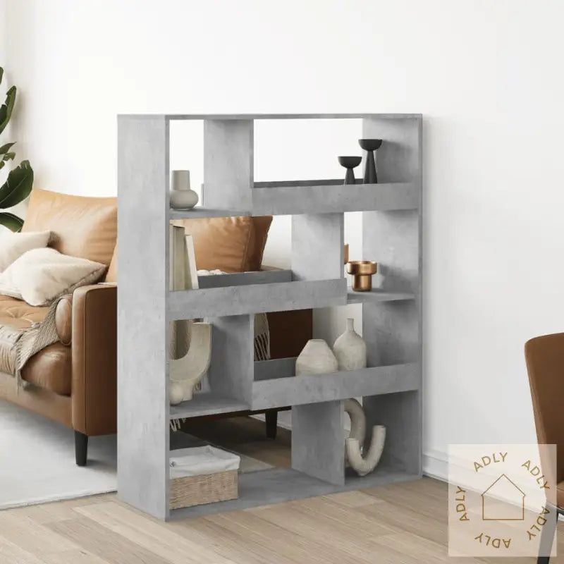 Bokhylle Betonggrå 100X33X125,5 Cm Konstruert Tre