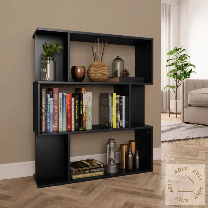 Bokhylle/Romdeler Svart 80X24X96 Cm Konstruert Tre
