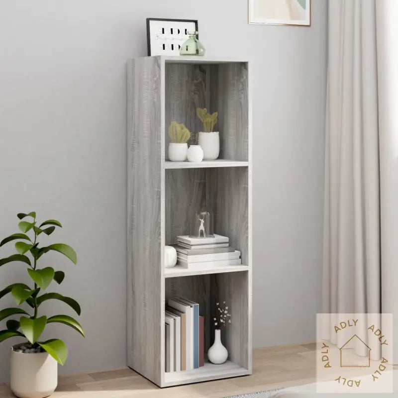 Bokhylle/Tv-Benk Grå Sonoma 36X30X114 Cm Konstruert Tre