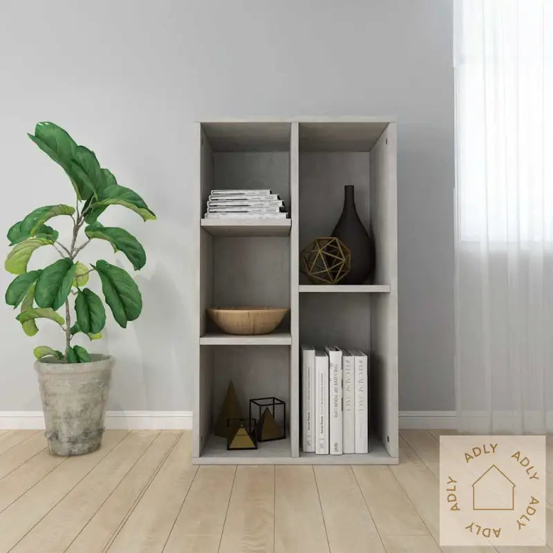 Bokhylle/Skjenk Betonggrå 50X25X80 Cm Konstruert Tre